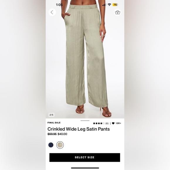 WIDE LEG SATIN PANTS LIGHT GREEN - Picture 2 of 2